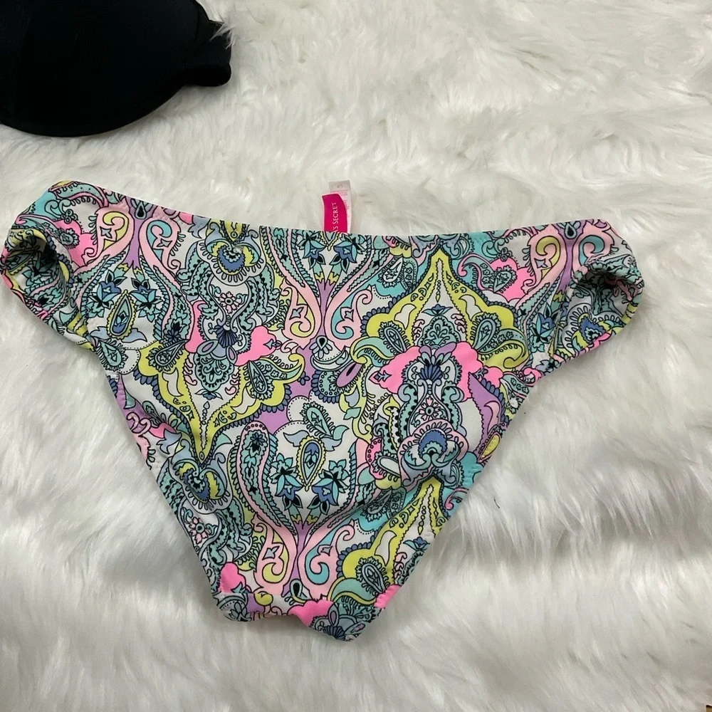 Vintage Victoria's Secret Black and Paisley Bikini Set